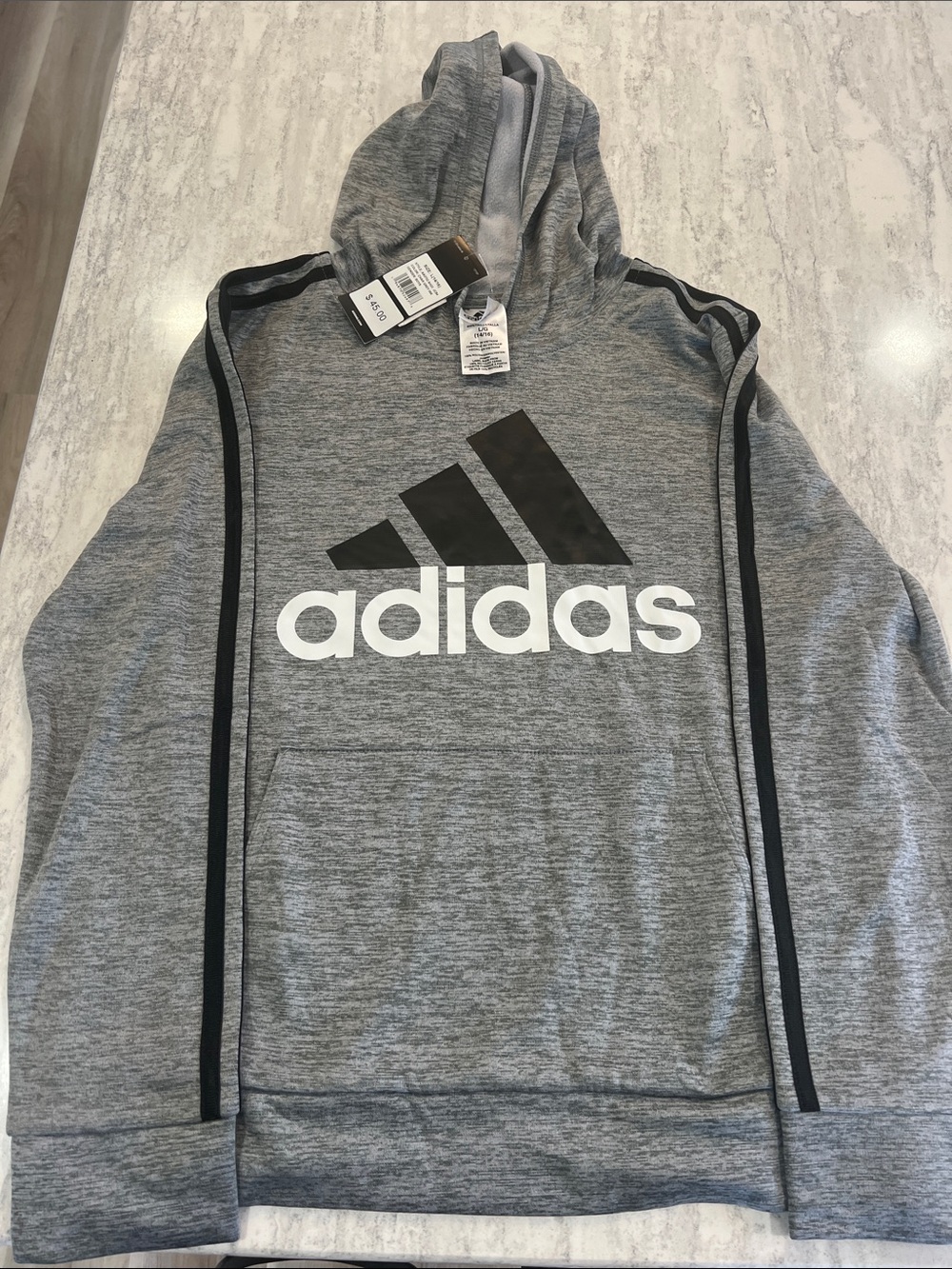adidas Grey Pullover Hoodie with Black Logo